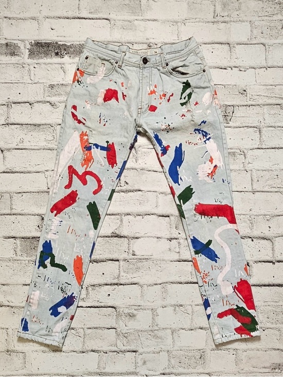 Evolution Other - Evolution Paint Splatter Jeans 34x32 Light Wash Artistic Denim Streetwear Pants